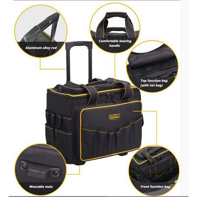 Waterproof 1200D Polyester Carpenter Electricians Wheel Case Work Heavy Duty Tool Bag Trolley