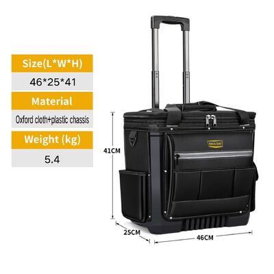 Heavy Duty Rolling Tool Bag 1680D Waterproof Oxford Professional Trolley with Sturdy Wheels for Electricians