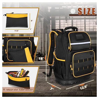 Heavy Duty Portable Contractor Working Kit Bag Rugged Multi-pockets  Tool Backpack