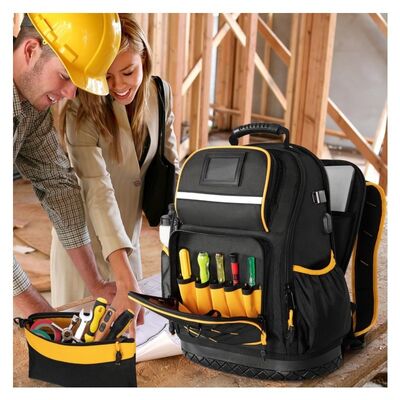 Heavy Duty Portable Contractor Working Kit Bag Rugged Multi-pockets  Tool Backpack