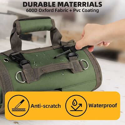 Tool Bag, Tool Roll up Bag, Heavy Duty Tool Organizer for Men Women,Green  Portable Roll up Tool Bag ,  Rolling Tool Bag