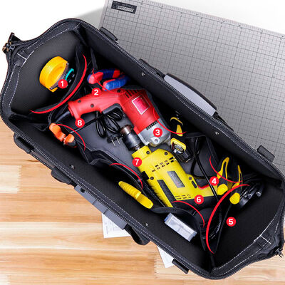 Heavy Duty Multi-Purpose Oxford Zipper Organize Storage Electrian Tool Bag Hanging Tool Bag Electrician With Hard Bottom