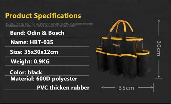 Customized Carpenter Gardening Plumber Multi-Functional Organizer Kit Open Top Electrician Tool Bag