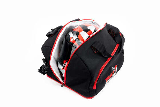 Helmet Bag with Extendable Shoe Compartment | Fleece Lined 600D Oxford Track & Motorcycle Gear Bag