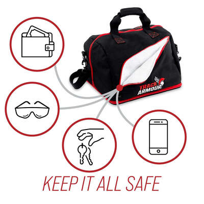 Helmet Bag with Extendable Shoe Compartment | Fleece Lined 600D Oxford Track & Motorcycle Gear Bag