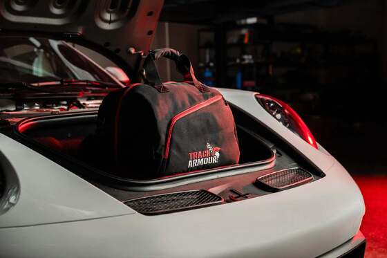 Helmet Bag with Extendable Shoe Compartment | Fleece Lined 600D Oxford Track & Motorcycle Gear Bag